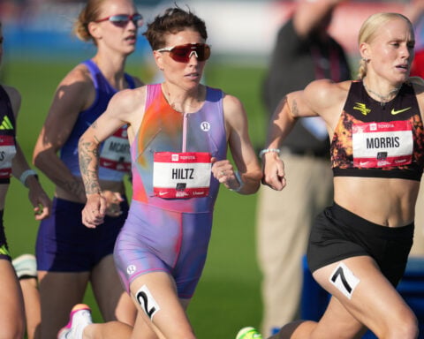 Athletics-Hiltz wins US championships 1,500m title once again