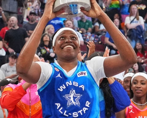 Jones and Clark help Team Spoon beat Team Coop 129-122 in the WNBA All-Star Game
