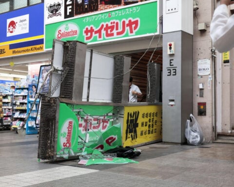 Powerful quake hits southern Japan, deaths feared in shopping mall explosion