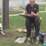 Man who is homeless turns hardship into art on a street corner