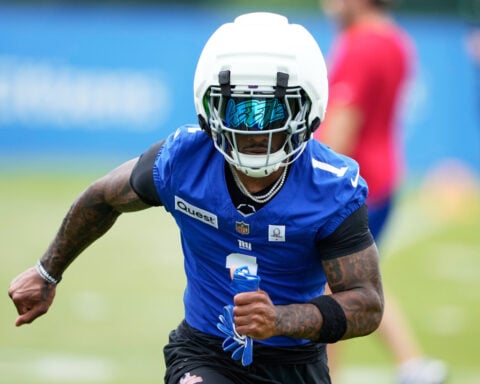 Still no target for a return, Malik Nabers on the field at Giants training camp sparks optimism