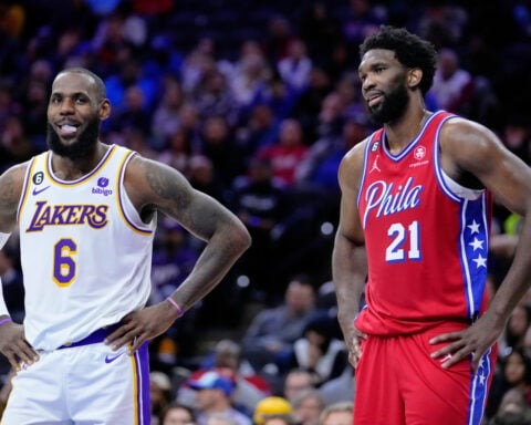 LeBron James will play his first game with the 76ers against champion Knicks on NBA opening night