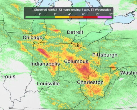 Rivers rising in Indiana’s catastrophic flood zone as new storms threaten Midwest