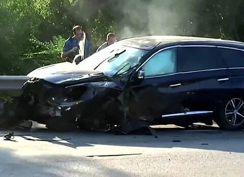 Video shows armed driver hit 8 cars while holding pregnant woman hostage in wild chase on Boston highway, police say