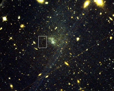 A cosmic breadcrumb trail leads astronomers to a discovery in another galaxy