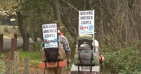 'Walking America Couple" pass through Northern California, share message of positivity and connection
