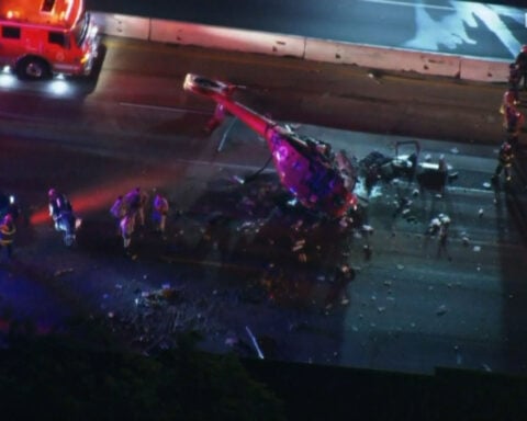 Medical helicopter crashes on Sacramento highway