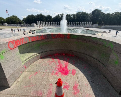 Woman arrested and charged for vandalizing World War II Memorial in DC