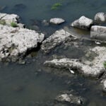 Low water in Rome’s drought-hit Tiber river exposes ancient ruins of Nero’s Bridge