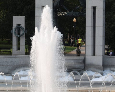 Woman charged over vandalism of Washington's World War Two Memorial