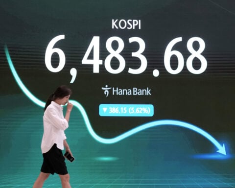 Shares fall in Asia, with Kospi down 5.7%, while oil prices jump