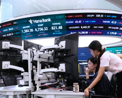 Asian shares mostly rise as oil prices fall and hope grows for AI