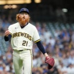 Brewers starter Dustin May lasts 1 pitch after being hit by line drive against Mets