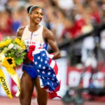Masai Russell and Alison dos Santos break hurdles world records at Diamond League meet