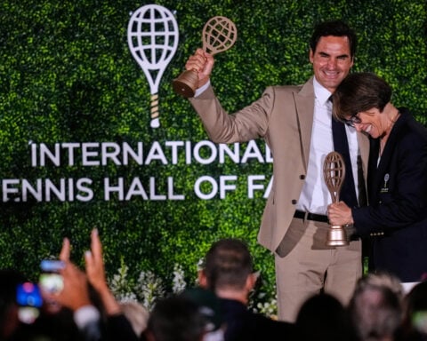 Roger Federer brought to tears during his induction into International Tennis Hall of Fame