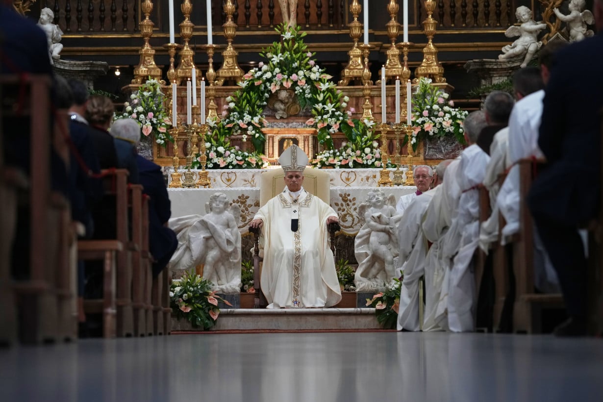 Pope returns to sanctuary where he prayed after election and unveils a fresco depicting the event