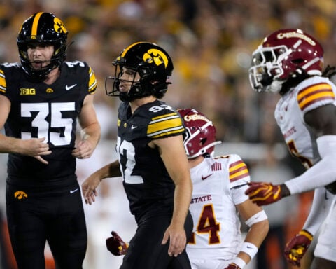 Caden Buhr's field goal with 15 seconds left lifts No. 21 Iowa over Iowa State, 16-13
