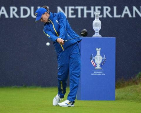 Solheim Cup finale: Europe and US locked at 8-8 as Sunday's singles start in heavy rain
