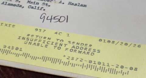 Church letter postmarked in 1955 returned to sender