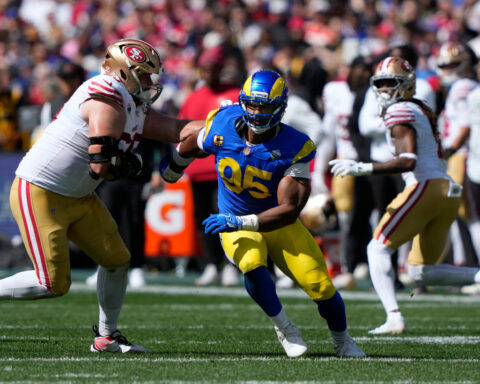 Sean McVay says Rams' season opener made it clear Myles Garrett needed knee surgery