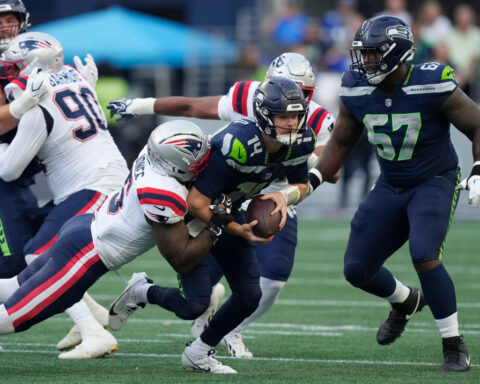 Seahawks' Sam Darnold has a soft tissue injury and the timeline for his return is unclear