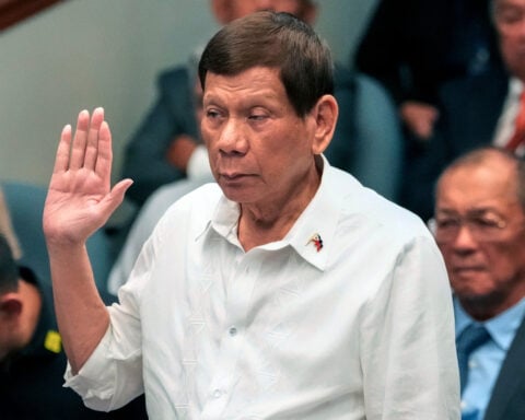 Former Philippine President Rodrigo Duterte appears in court in The Hague