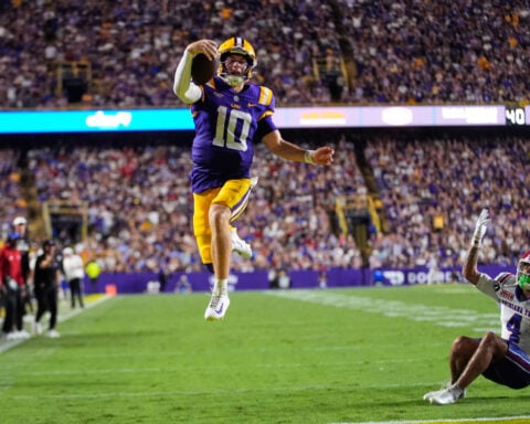 LSU QB Sam Leavitt upgraded to 'questionable' on the SEC injury report for the Mississippi game