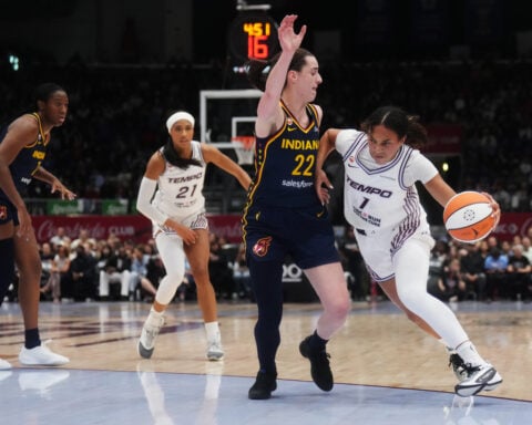 Fever's Mitchell surprised by postgame party after setting WNBA scoring record in win at Toronto