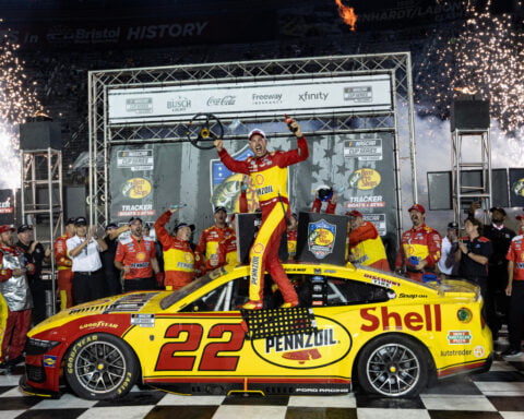 Joey Logano wins NASCAR race at Bristol as Carson Hocevar, Ryan Blaney fight afterward