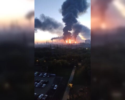 Moscow oil refinery in flames after Ukrainian strike, video posted by Zelensky shows