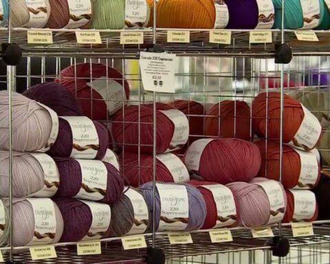 Family combines two beloved yarn shops divided by tape line, reopens as one