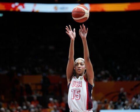 Angel Reese fine after taking hit to face just before halftime in Atlanta's win over New York