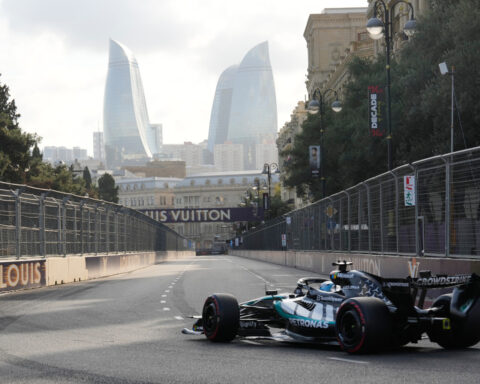 Russell takes Azerbaijan GP pole after F1 leader Antonelli hits the wall