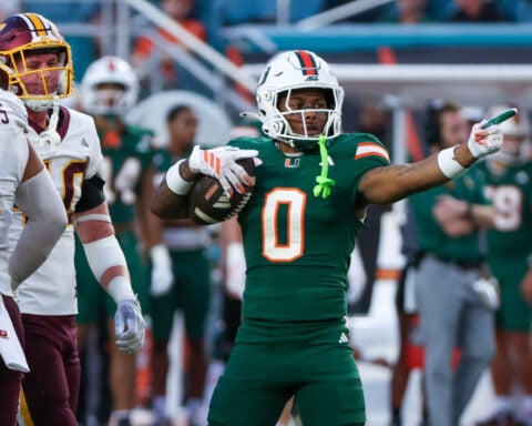 Mensah throws for 338 yards and 3 TDs, No. 6 Miami rolls past Central Michigan 52-3