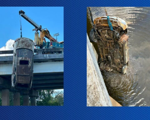 Louisiana authorities recover submerged vehicle from Bayou Pierre