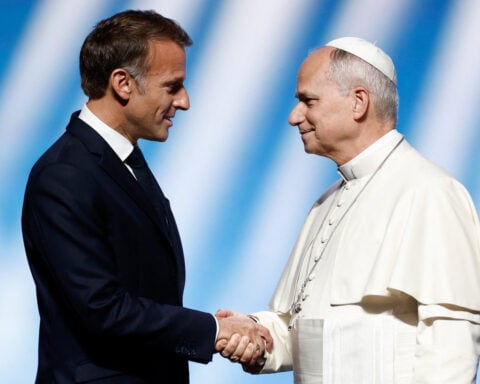 Macron invokes Europe’s Judeo-Christian foundation as Leo visits