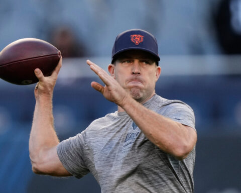 Case Keenum starts at quarterback for the Bears against the Eagles