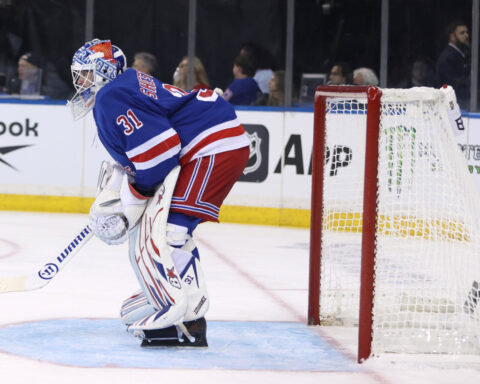 Igor Shesterkin becomes the 18th NHL goaltender to score a goal and first to do it for the Rangers