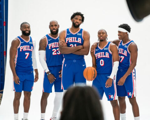 LeBron James was balling, babysitting and putting on a fantastic show in 76ers' debut at scrimmage