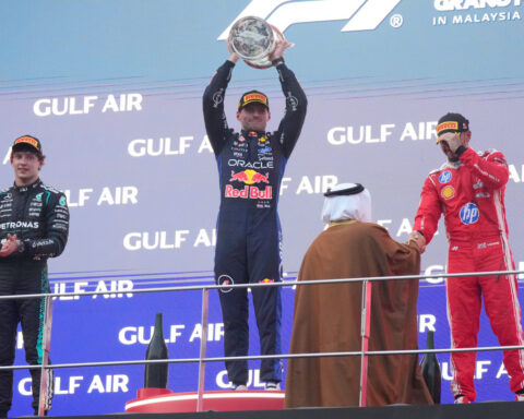 Verstappen beats Antonelli to win F1's Bahrain GP in Malaysia as Russell retires
