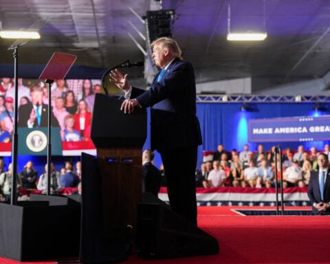 Trump holds Nebraska rally in bid to keep deep-red state in Republican column