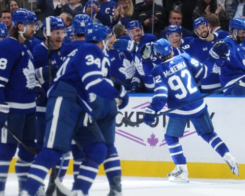 Top draft pick Gavin McKenna picks up first NHL goal, assist for Toronto against Predators