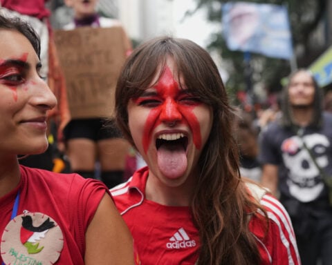 Brazilian students in Rio de Janeiro march against the prospect of another Bolsonaro presidency