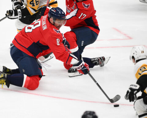 Ovechkin's sons introduce him before Washington's home opener, and the Capitals top Pittsburgh 5-3