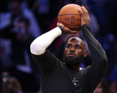 LeBron James has a strong first half for the 76ers in his first appearance with his new team