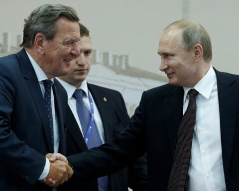 Former German Chancellor Schroeder celebrates Putin's birthday at president's home