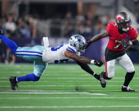 Bucky Irving and rookie QB Jalon Daniels help Bucs beat sloppy Cowboys 24-16 for 1st win of season