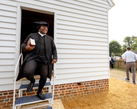 Congregants celebrate the reconstruction of one of America's oldest Black churches