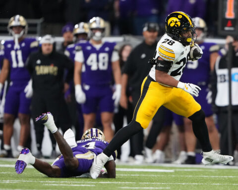 Kamari Moulton runs for career-best 208 yards and 2 TDs as No. 20 Iowa beats Washington, 41-24
