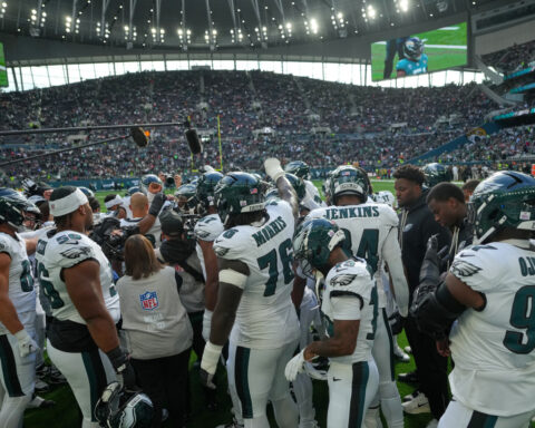 Eagles' Jeremiah Trotter Jr. gets ejected in London 21 years after his father was tossed from a game